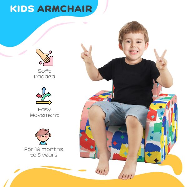 AIYAPLAY Kids Armchair, Foldable Toddler Chair for Bedroom - Multicoloured - Image 4