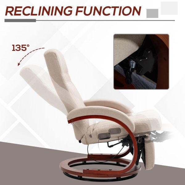 HOMCOM Manual Recliner Swivel Reclining Chair with Footrest Armrests Beige - Image 4