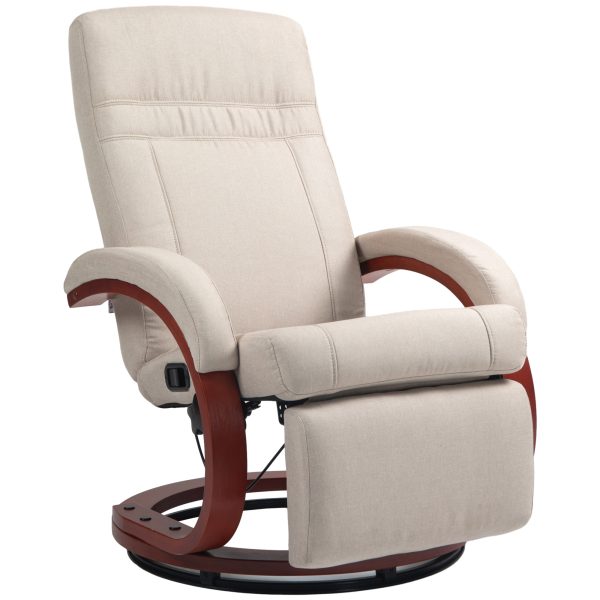HOMCOM Manual Recliner Swivel Reclining Chair with Footrest Armrests Beige