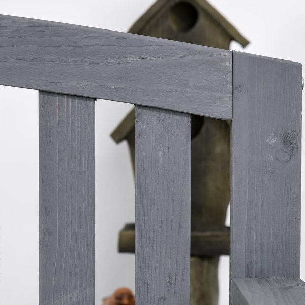 Outsunny 2 Person Garden Bench Wooden Outdoor Furniture with Armrest Grey - Image 7