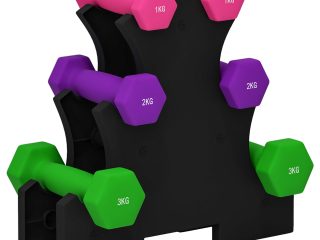 SPORTNOW Hex Dumbbells Set with Dumbbell Rack, 2 x 1kg, 2 x 2kg, 2 x 3kg