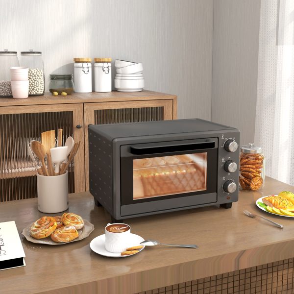HOMCOM Mini Oven 21L Electric Grill w/ Adjustable Temp Timer 1400W, Grey - Image 2