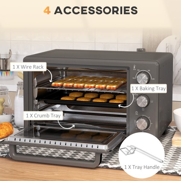 HOMCOM Mini Oven 21L Electric Grill w/ Adjustable Temp Timer 1400W, Grey - Image 6