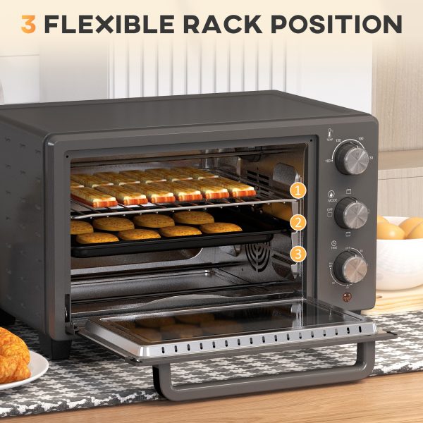 HOMCOM Mini Oven 21L Electric Grill w/ Adjustable Temp Timer 1400W, Grey - Image 5