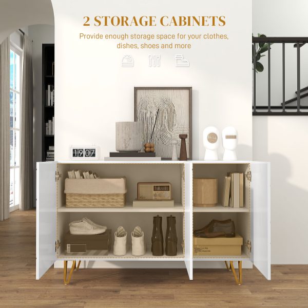 HOMCOM Freestanding Storage Cabinet with Adjustable Shelves for Living Room - Image 5
