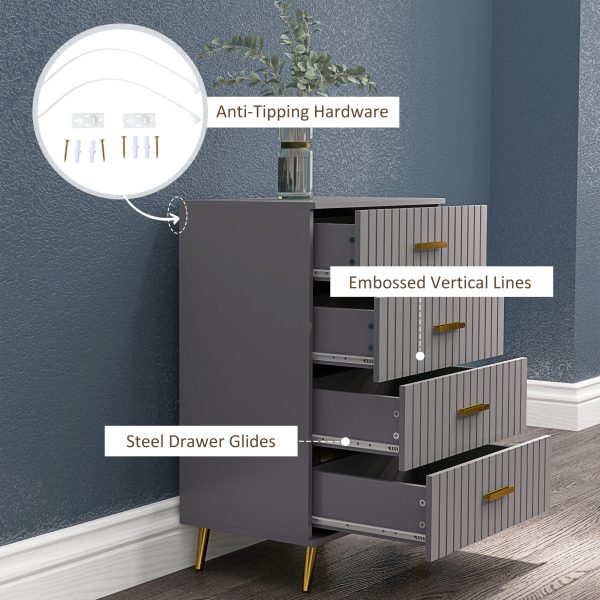 HOMCOM Bedroom Chest of Drawers, 4-Drawer Dresser with Aluminium Legs - Image 6