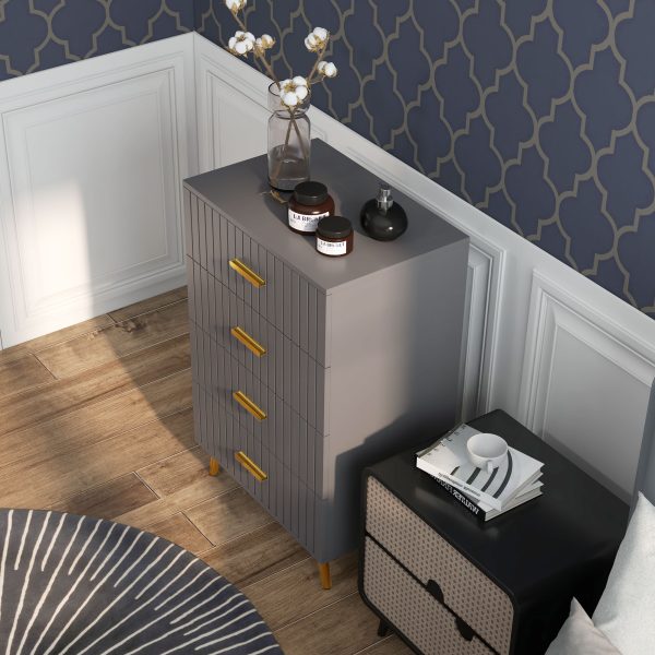 HOMCOM Bedroom Chest of Drawers, 4-Drawer Dresser with Aluminium Legs - Image 7