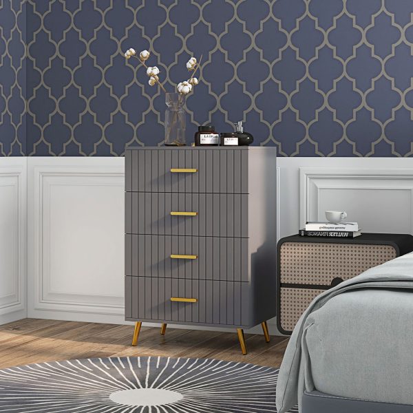 HOMCOM Bedroom Chest of Drawers, 4-Drawer Dresser with Aluminium Legs - Image 2