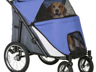PawHut Foldable Pet Stroller with Cushion, for M, L Dogs - Blue
