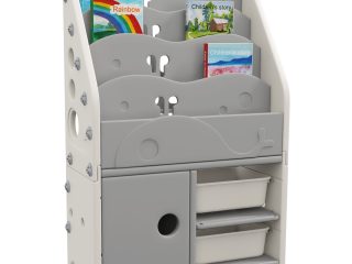 AIYAPLAY Kids Storage Units with 2 Storage Boxes, 67 x 29 x 98cm, Light Grey
