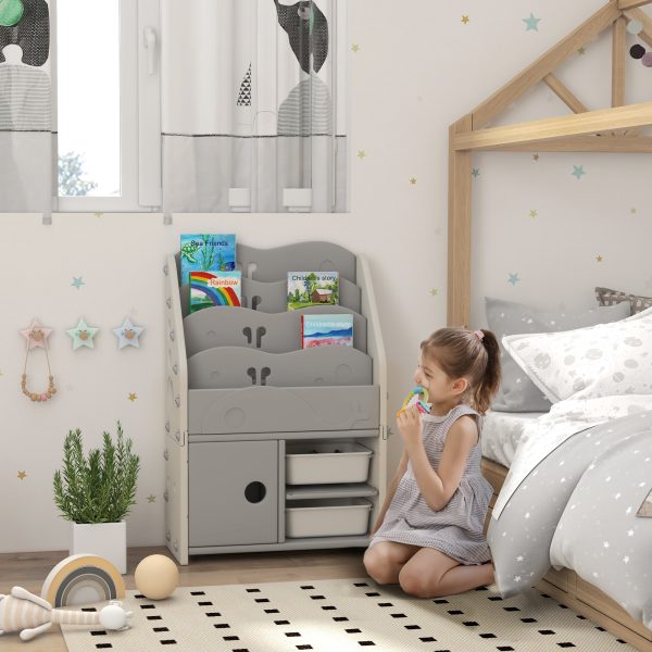 AIYAPLAY Kids Storage Units with 2 Storage Boxes, 67 x 29 x 98cm, Light Grey - Image 2