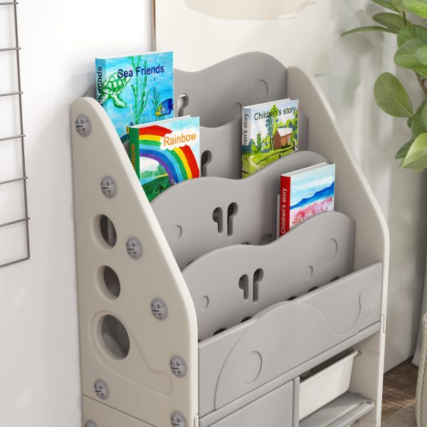 AIYAPLAY Kids Storage Units with 2 Storage Boxes, 67 x 29 x 98cm, Light Grey - Image 8