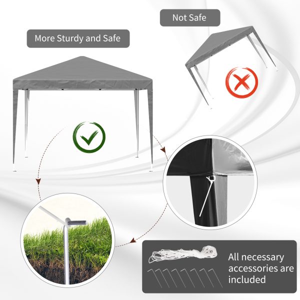 Outsunny 3 x 3 m Garden Pop Up Gazebo Marquee Party Tent Wedding Canopy Grey - Image 7
