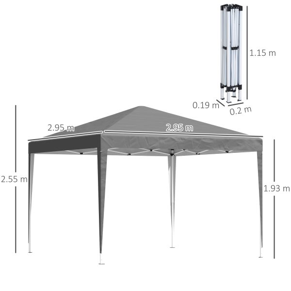 Outsunny 3 x 3 m Garden Pop Up Gazebo Marquee Party Tent Wedding Canopy Grey - Image 5
