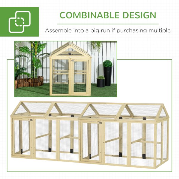 PawHut Chicken Run, Wooden Chicken Coop w/ Combinable Design-Natural Wood Finish - Image 6