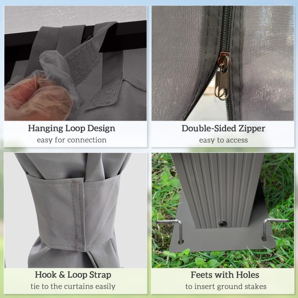 Outsunny 4 x 3(m) Patio Gazebo Garden Shelter w/ Curtains and Netting, Grey - Image 4