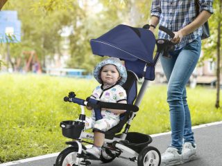 HOMCOM 6 in 1 Trike for Toddler 1-5 Years with Parent Handle, Dark Blue