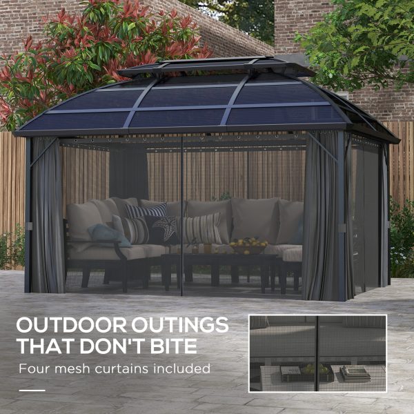 Outsunny 4 x 3(m) Polycarbonate Gazebo for Lawn, Yard, Patio, Deck, Black - Image 4