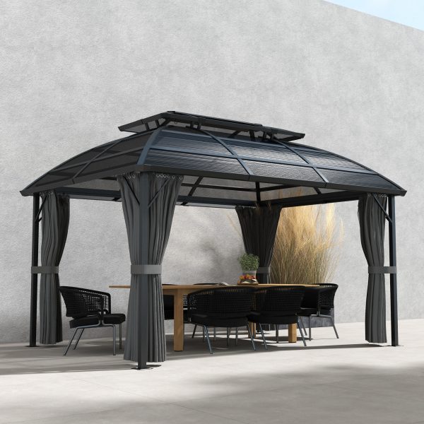 Outsunny 4 x 3(m) Polycarbonate Gazebo for Lawn, Yard, Patio, Deck, Black - Image 2