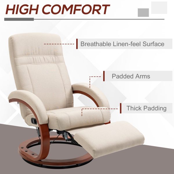 HOMCOM Manual Recliner Swivel Reclining Chair with Footrest Armrests Beige - Image 7