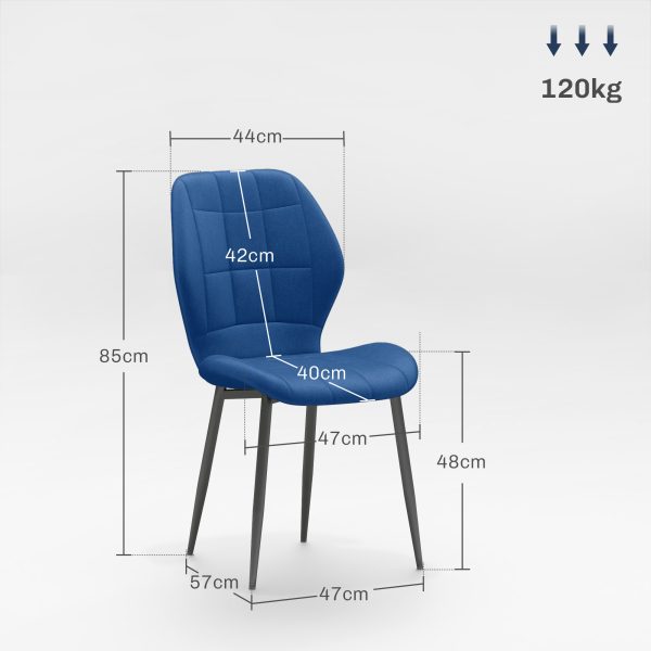 HOMCOM Modern Style Kitchen Chairs Set of 4 with Velvet Upholstered, Dark Blue - Image 5