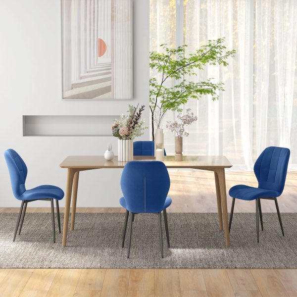 HOMCOM Modern Style Kitchen Chairs Set of 4 with Velvet Upholstered, Dark Blue - Image 8
