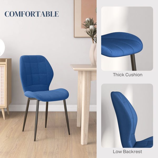 HOMCOM Modern Style Kitchen Chairs Set of 4 with Velvet Upholstered, Dark Blue - Image 4