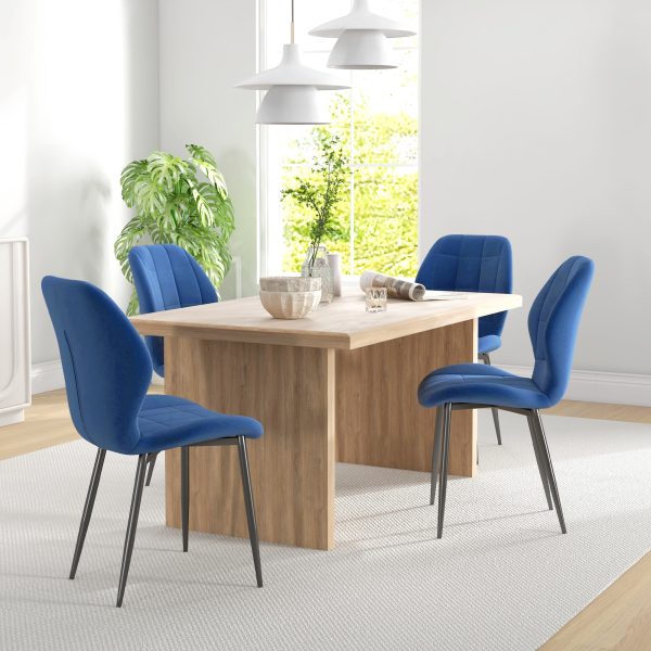 HOMCOM Modern Style Kitchen Chairs Set of 4 with Velvet Upholstered, Dark Blue - Image 2