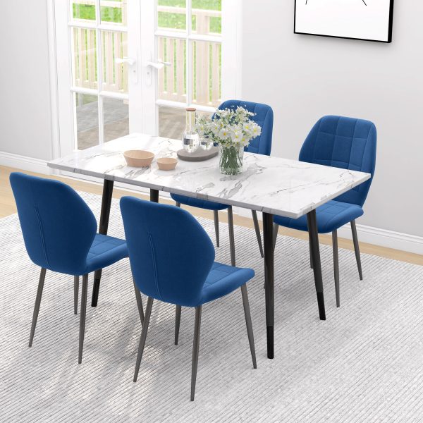 HOMCOM Modern Style Kitchen Chairs Set of 4 with Velvet Upholstered, Dark Blue - Image 7