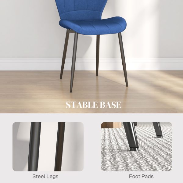 HOMCOM Modern Style Kitchen Chairs Set of 4 with Velvet Upholstered, Dark Blue - Image 6