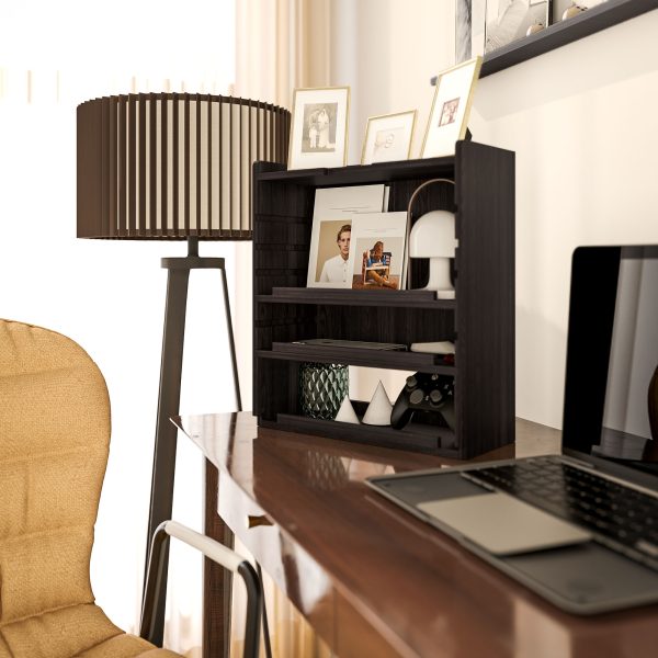 HOMCOM 4-Tier Desktop Organiser with Cable Management for Stationery Dark Brown - Image 8