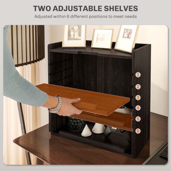 HOMCOM 4-Tier Desktop Organiser with Cable Management for Stationery Dark Brown - Image 5