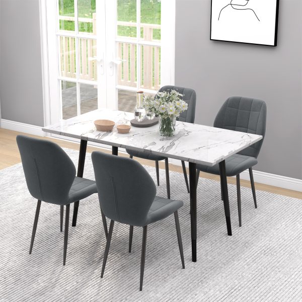 HOMCOM Modern Style Kitchen Chairs Set of 4 with Flannel Upholstered, Dark Grey - Image 4