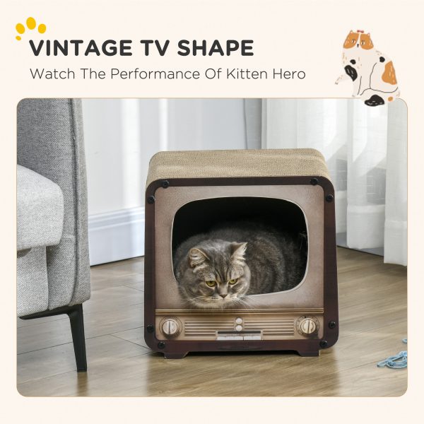 PawHut TV Shape Cat Scratching Board with Catnip, for Indoor Cats, Brown - Image 4