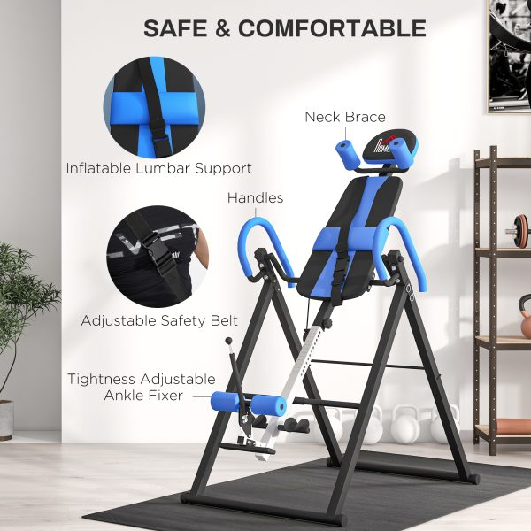 HOMCOM Adjustable Gravity Inversion Table with Safety Belt, Blue - Image 3