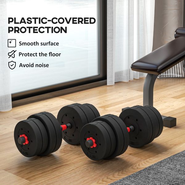 HOMCOM 30kg Adjustable 2 IN 1 Barbell Dumbbells Weight Set for Body Fitness - Image 7