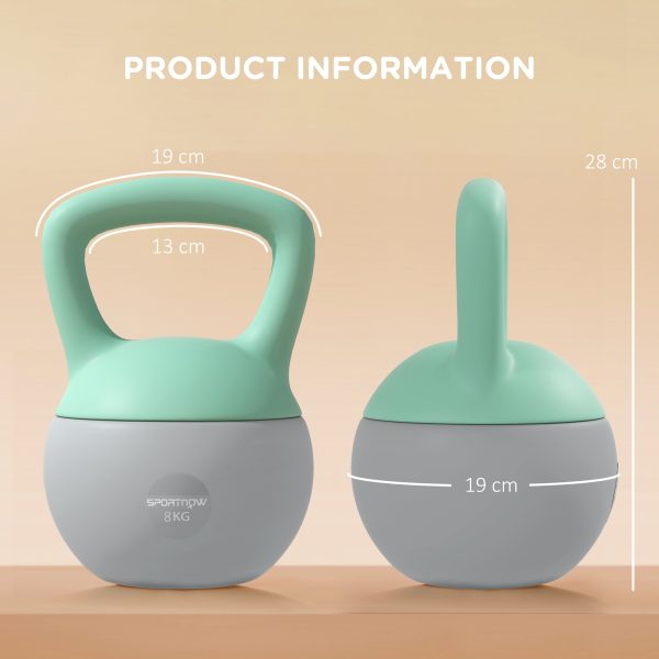 SPORTNOW 8KG Kettlebell with Soft Body and Non-Slip Handle, Grey and Green - Image 5