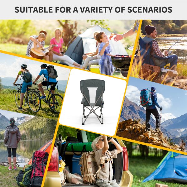 Outsunny Folding Camping Chair High Back Camping Fishing Chair w/ Cup Holder - Image 7