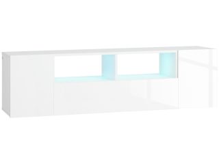 HOMCOM TV Unit Cabinet for TVs up to 60", TV Stand with LED Lights, White