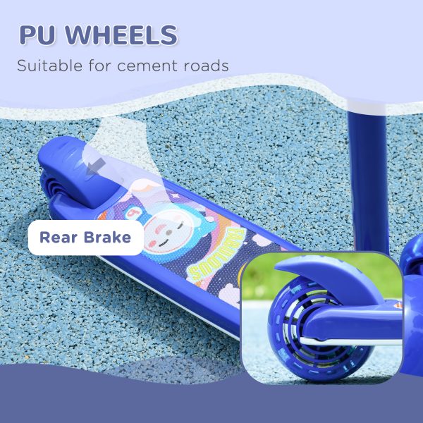 AIYAPLAY Kids 3 Wheel Scooter for 2-6 Years Old w/ Adjustable Height, Blue - Image 4