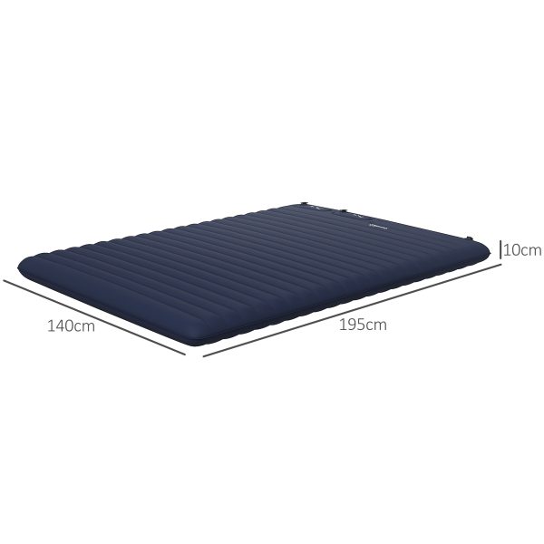 Outsunny Double Air Bed Inflatable Mattress, 195 x 140 x 10cm, Blue - Image 5