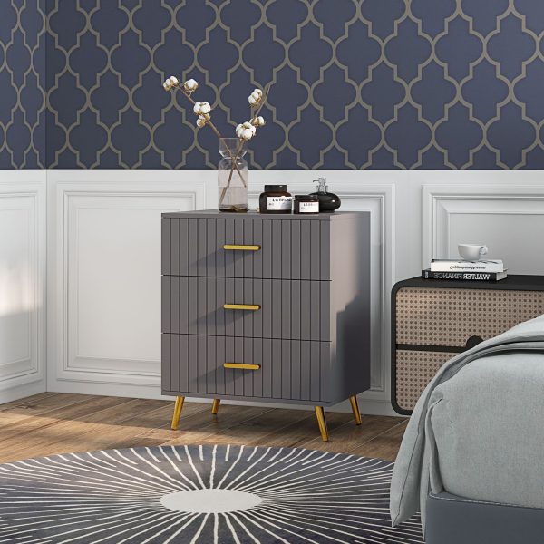 HOMCOM Bedroom Chest of Drawers, 3-Drawer Dresser with Aluminium Legs - Image 2