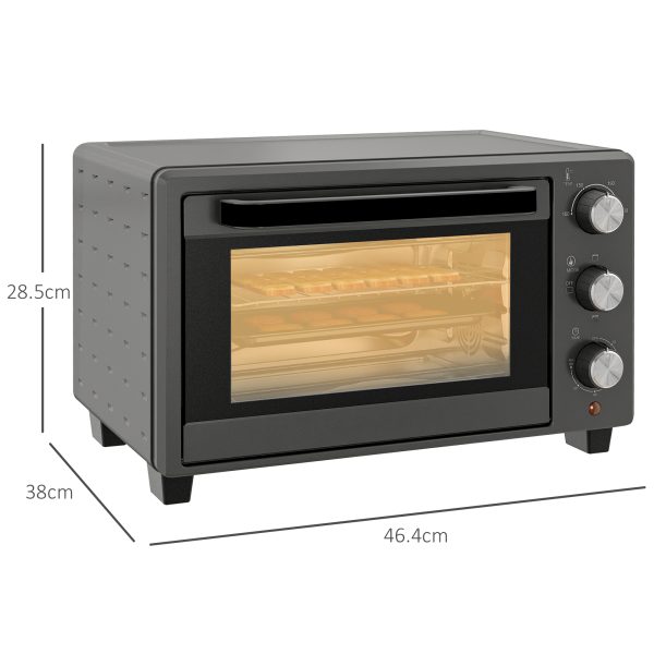 HOMCOM Mini Oven 21L Electric Grill w/ Adjustable Temp Timer 1400W, Grey - Image 3