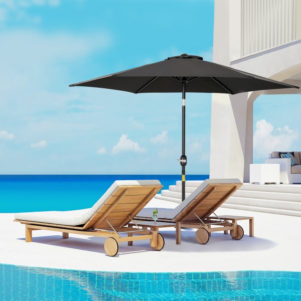 Outsunny Patio Umbrella Parasol Sun Shade Garden Aluminium Black 2.7M - Image 2