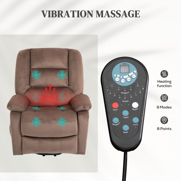 HOMCOM Riser and Recliner Chair Lift Chair with Vibration Massage, Heat, Brown - Image 5