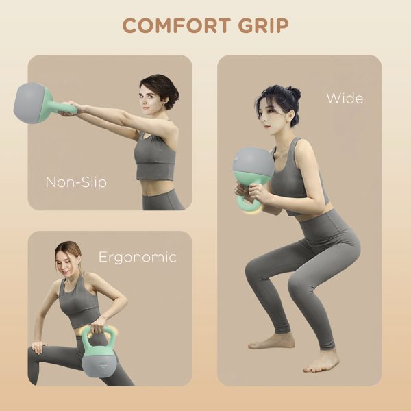 SPORTNOW 6KG Kettlebell with Soft Body and Non-Slip Handle, Grey and Green - Image 4