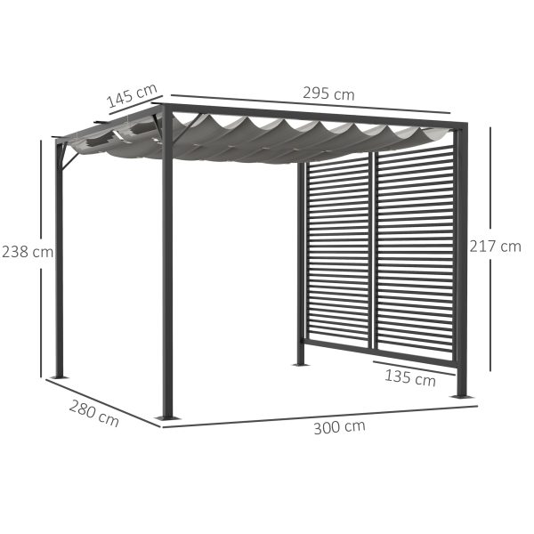 Outsunny Metal Pergola Patio Sun Shelter Grape Tent Retractable Canopy UV Cut - Image 5