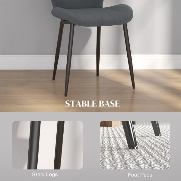 HOMCOM Modern Style Kitchen Chairs Set of 4 with Flannel Upholstered, Dark Grey - Image 6
