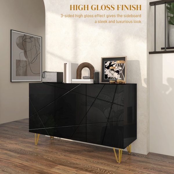HOMCOM Freestanding Storage Cabinet with Adjustable Shelves for Living Room - Image 4