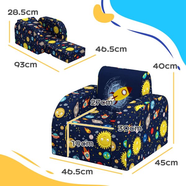 AIYAPLAY Kids Armchair, Foldable Toddler Chair for Bedroom - Dark Blue - Image 5